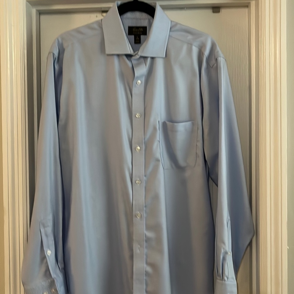 Tasso Elba blue herringbone dress shirt. 16 34/35